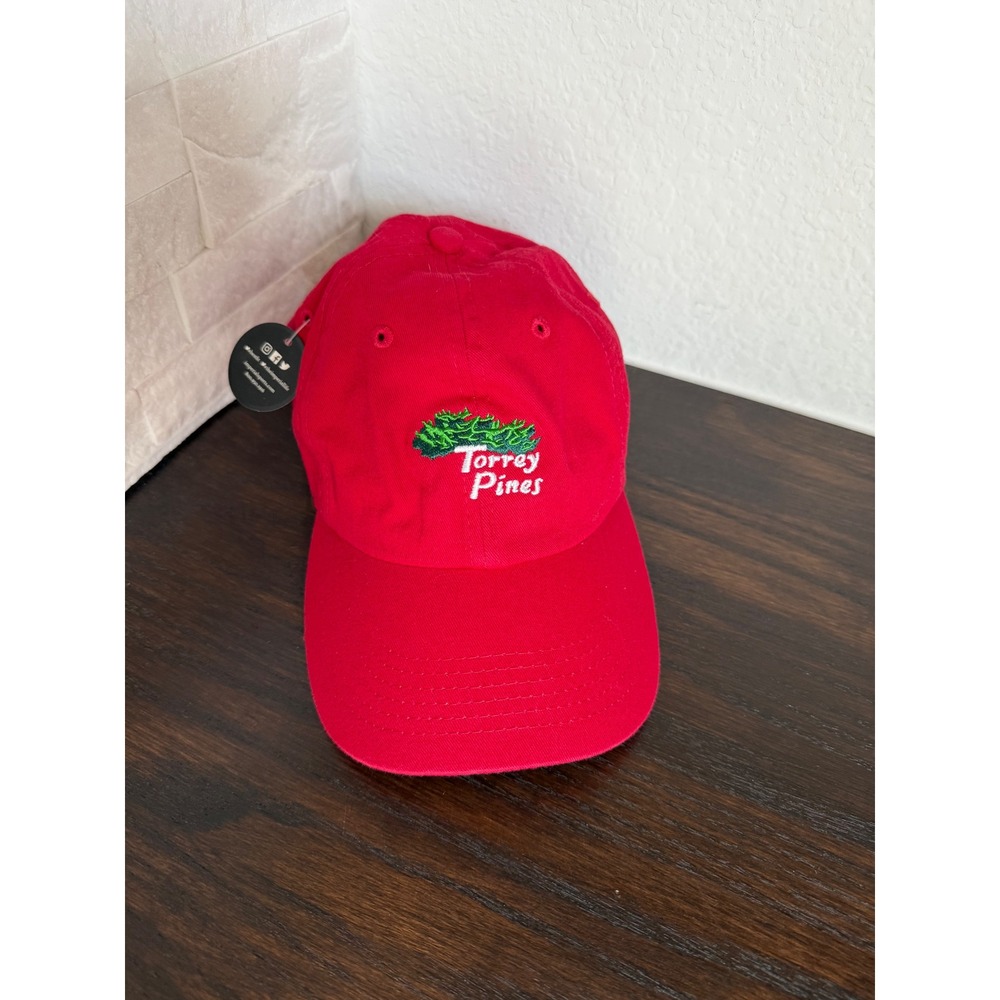 Torrey Pines Imperial Golf Hat Red Adjustable Cotton Twill Baseball Cap